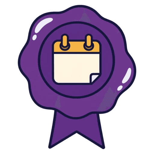 Plum wax seal with a small calendar